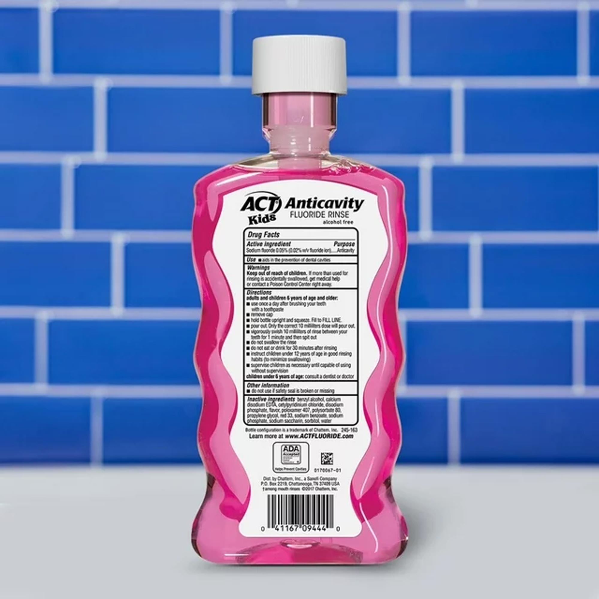 ACT Kids Anticavity Fluoride Rinse, Bubble Gum Blowout, 16.9 fl. oz – Image 2