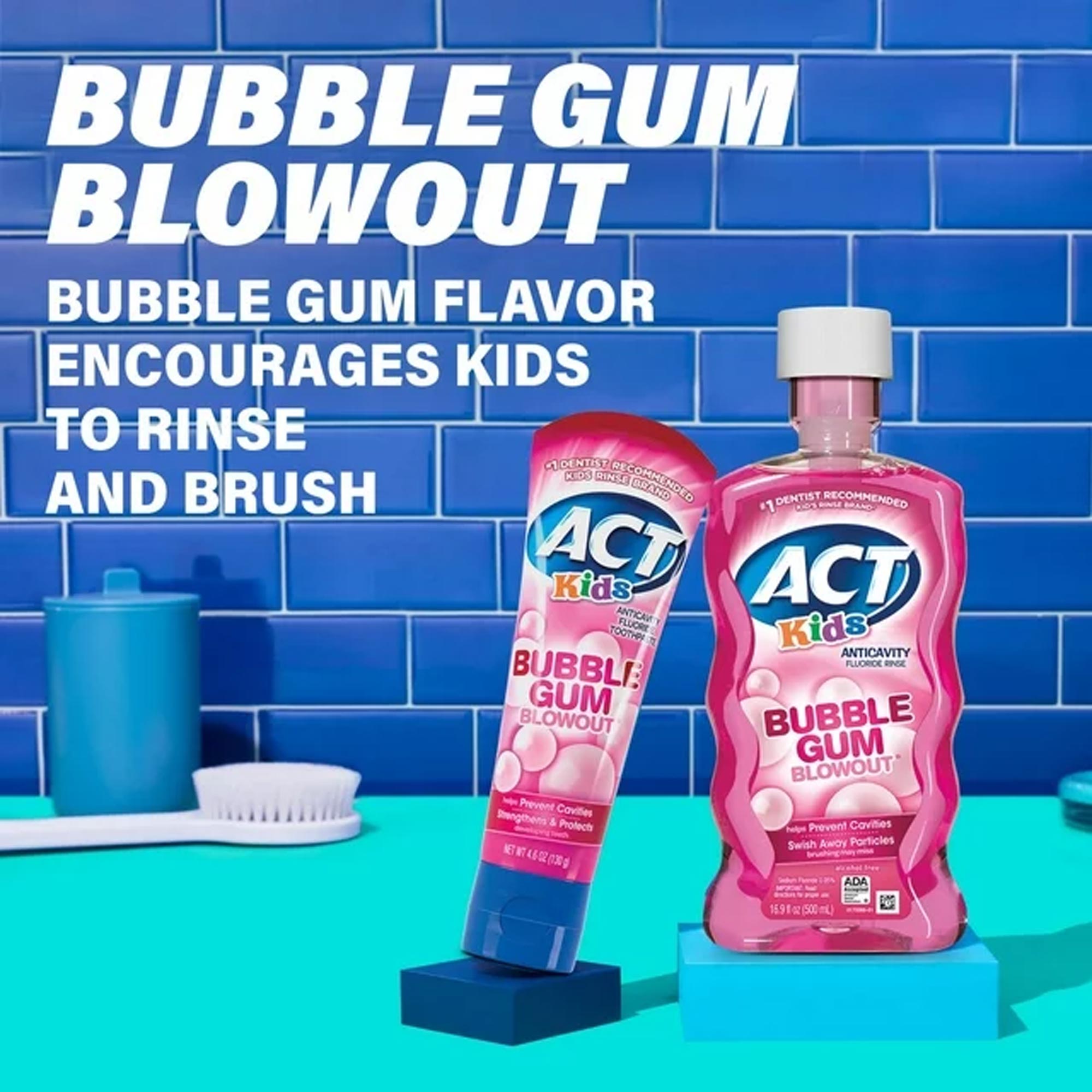 ACT Kids Anticavity Fluoride Rinse, Bubble Gum Blowout, 16.9 fl. oz – Image 3