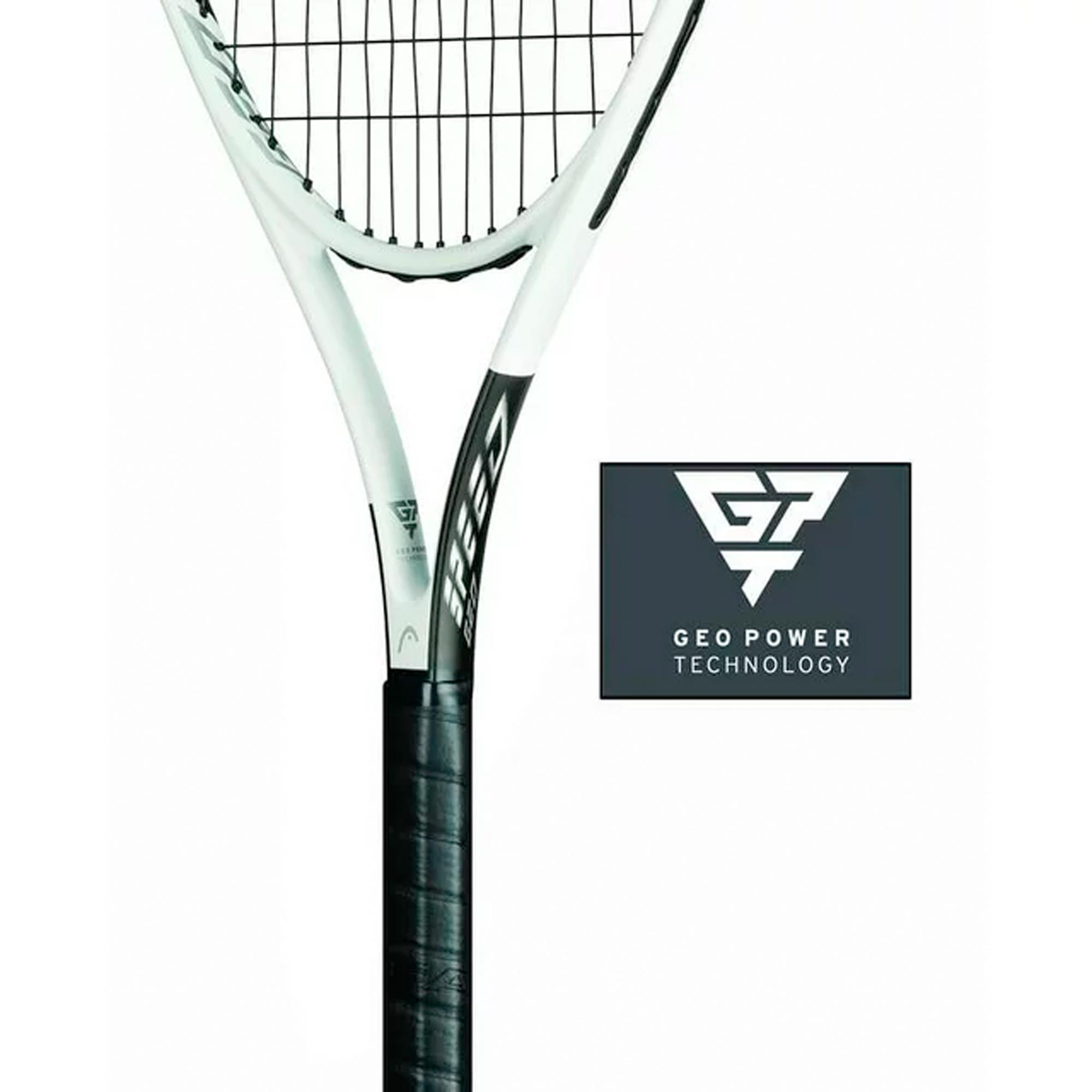 Geo Speed Adult Tennis Racquet, Pre-Strung, Black_White, 10.4 oz. Weight, 105 Sq. in. Racquet Head Size – Image 2